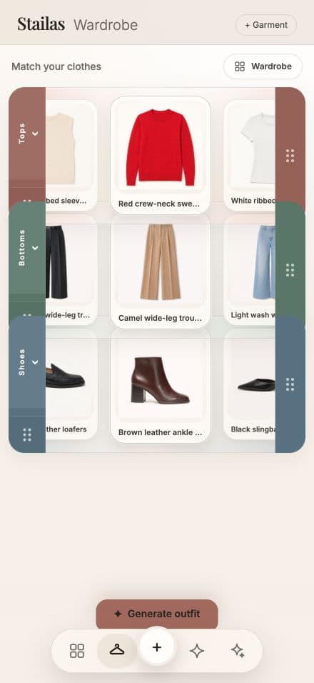 The real Match your clothes screen in Stailas